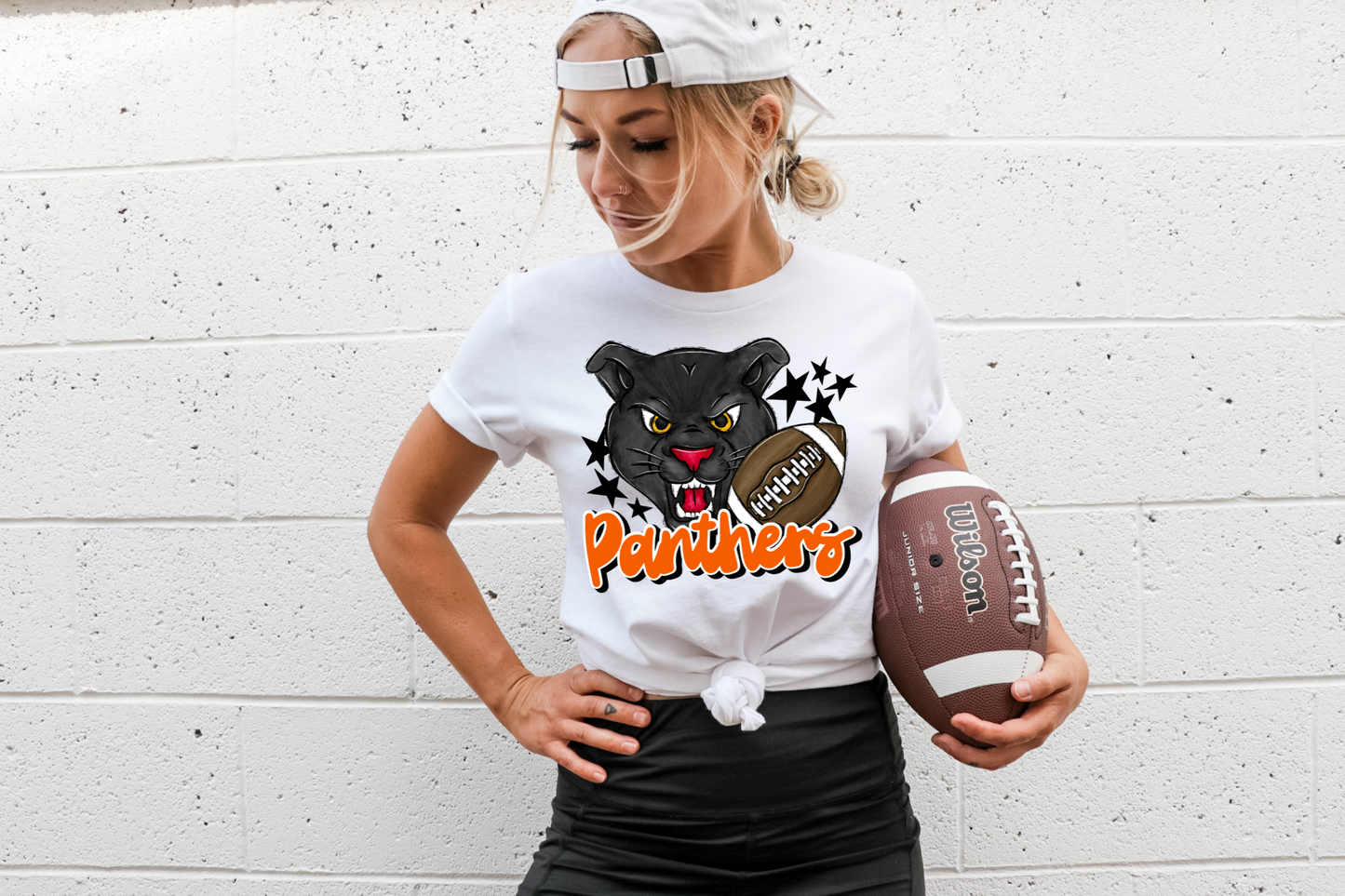 Panthers with mascot- orange letters
