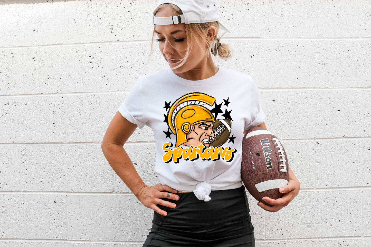 Spartans with mascot-yellow
