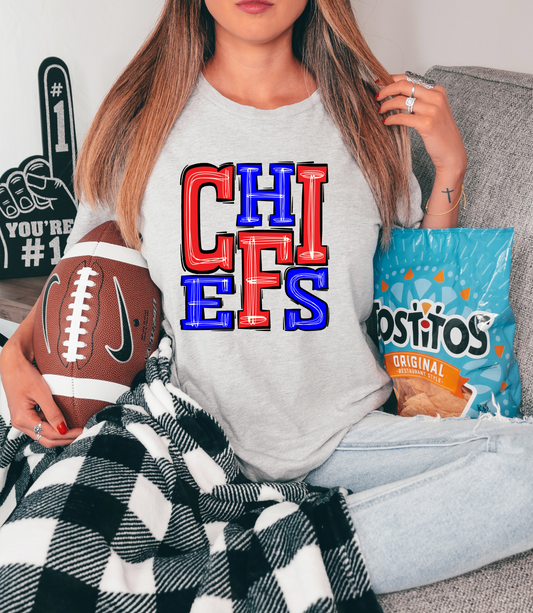 Chiefs - red/blue letters