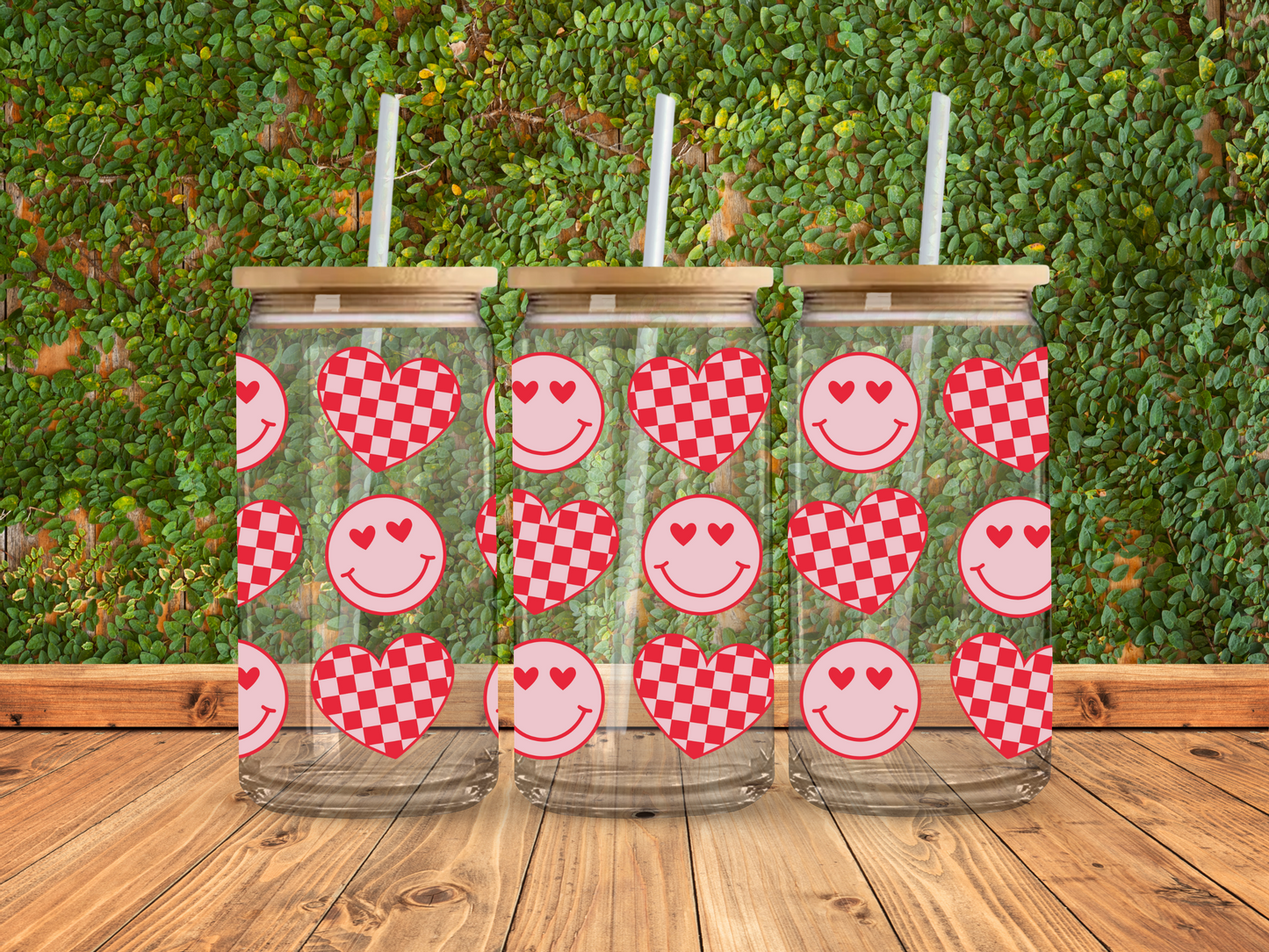 Pink Checker Heart Smiley - UV Libby Wrap