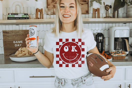 Oklahoma red smiley red checkered