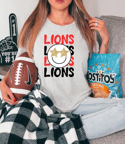 Lions with smiley - red/black letters
