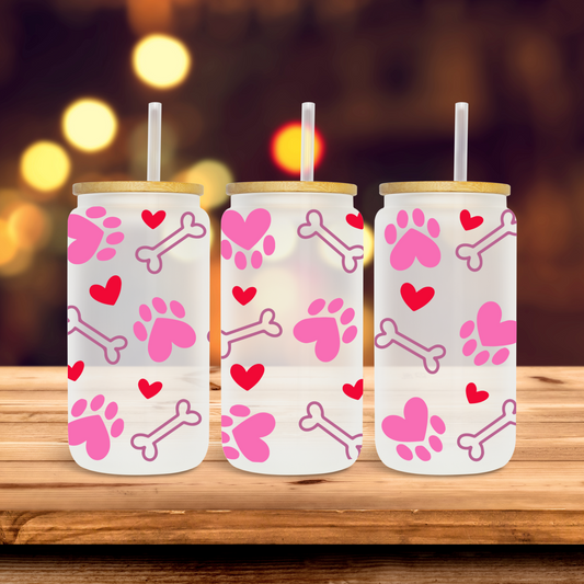 Pink Heart Paws Bones - UV Libby Wrap