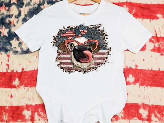 Leopard Flag Fourth Of July Cow