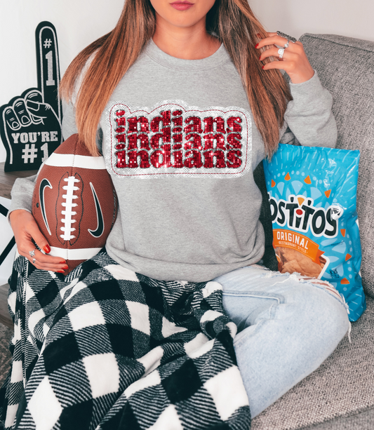Indians, red/white - faux sequin