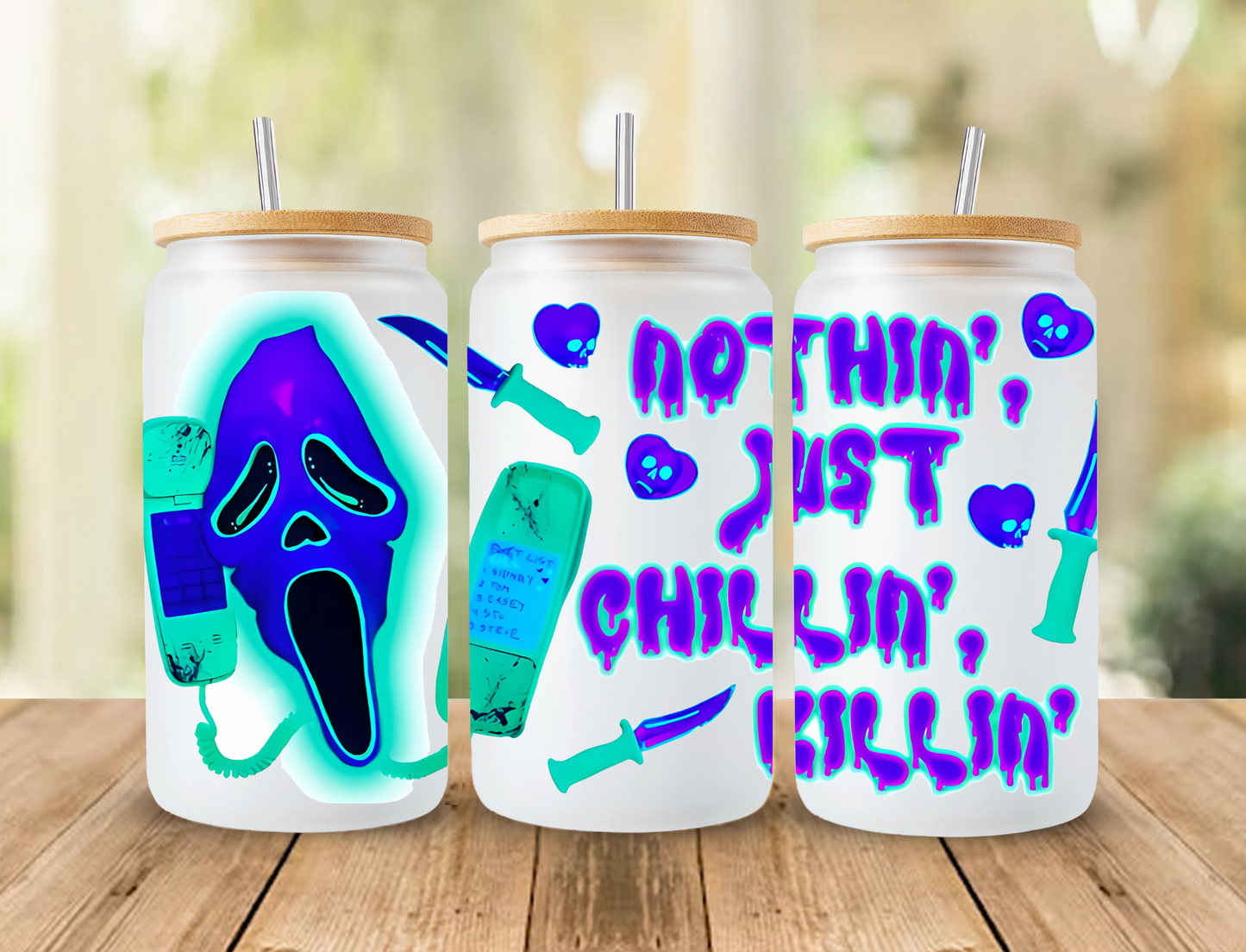 Nothin just chillin killin, blue/green - UV Libby Wrap