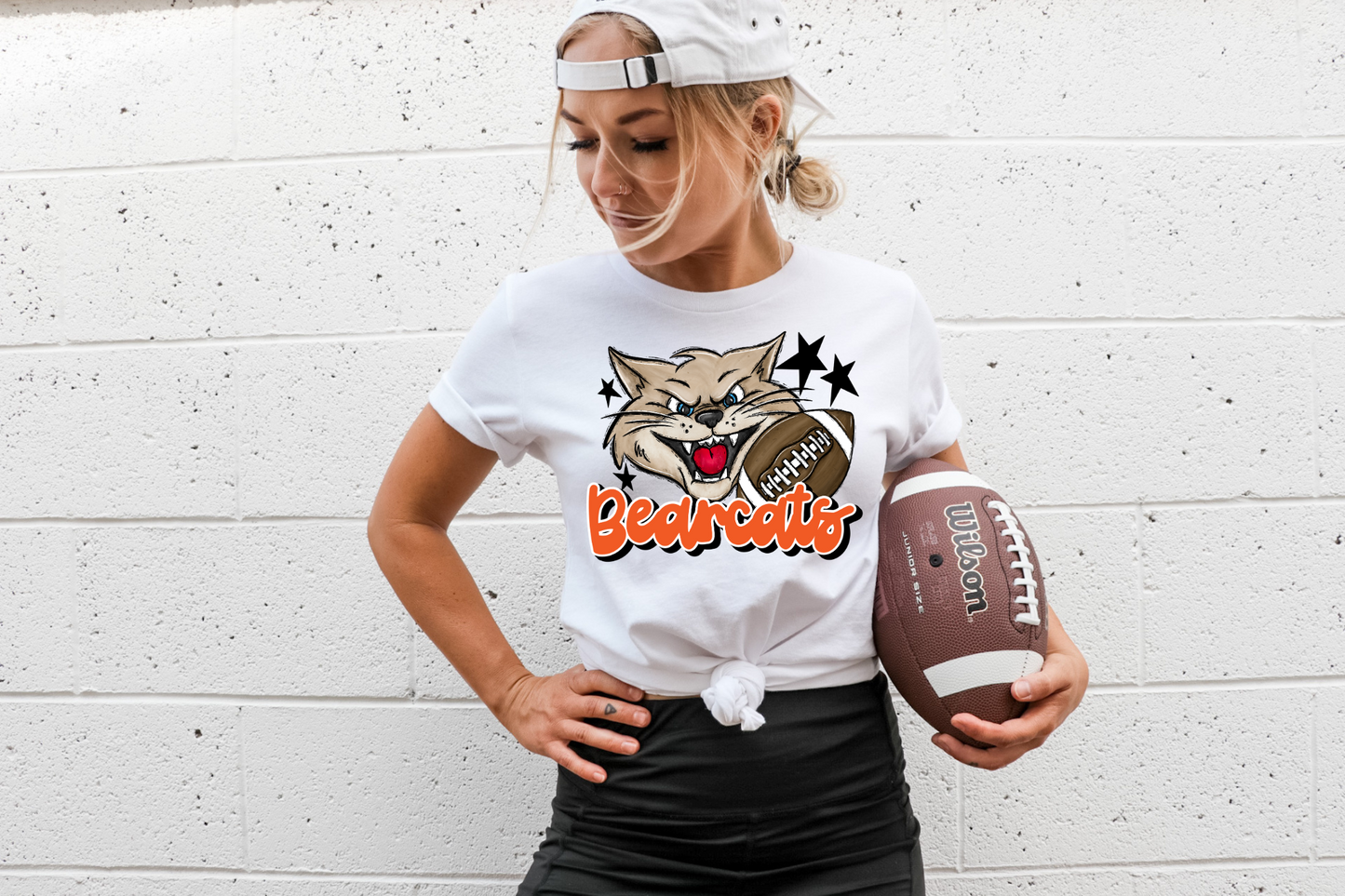 Bearcats with mascot- orange letters