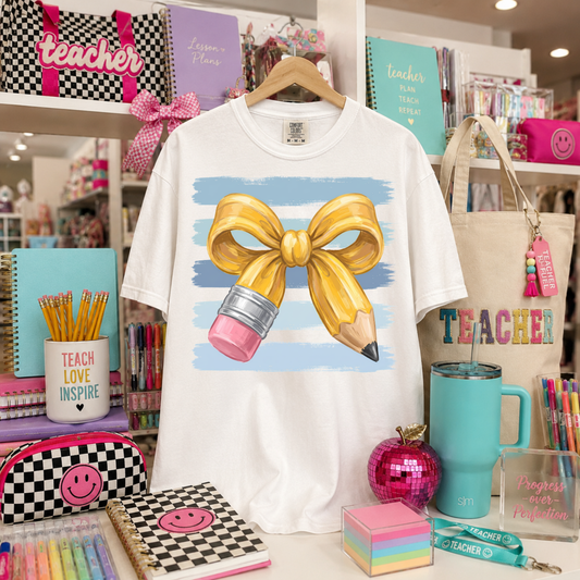 Pencil Bow Brushstroke Stripes