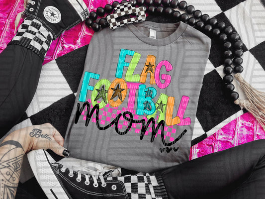 FLAG FOOTBALL MOM COLORFUL STARS CHECKERS