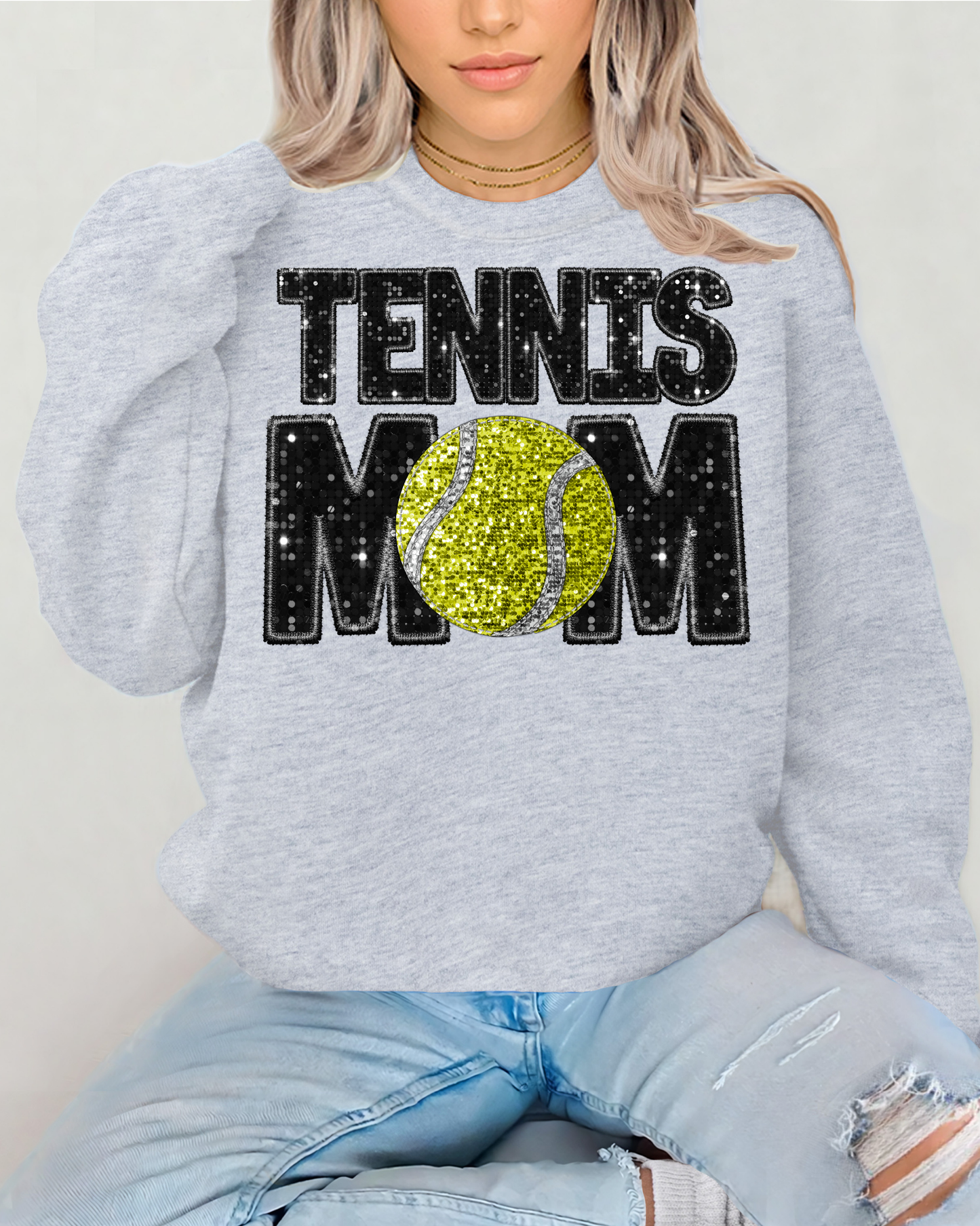 Tennis Mom Black Glitter