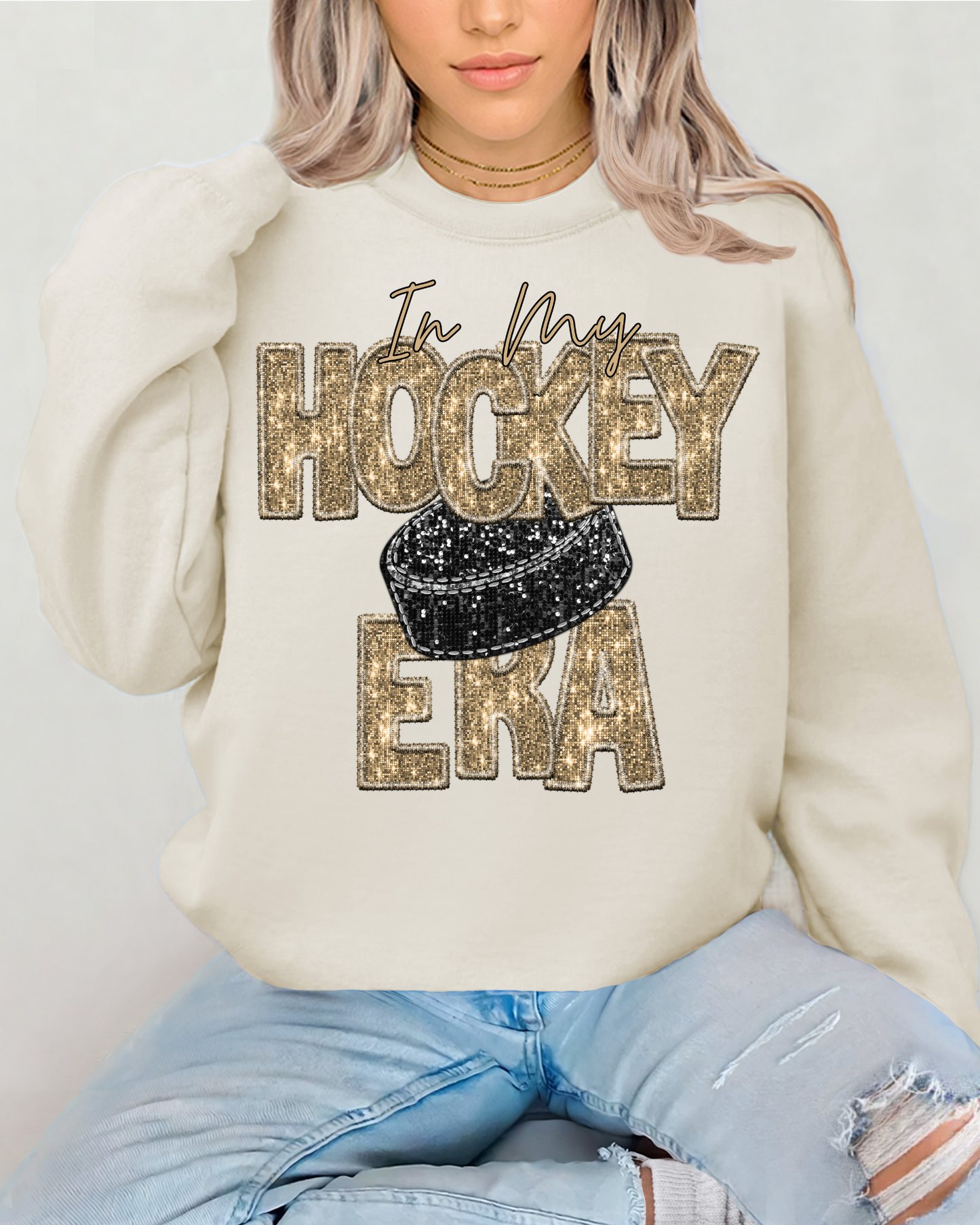 In My Hockey Era Gold Glitter