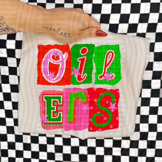 OILERS RED & GREEN CHECKERS