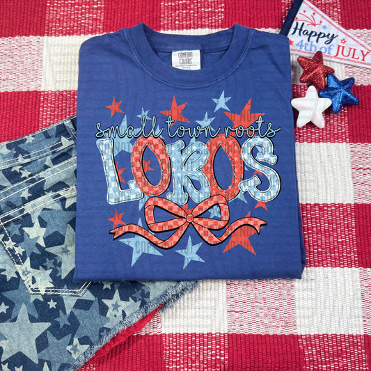 SMALL TOWN ROOTS LOBOS RED WHITE & BLUE