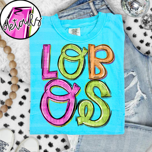 DOODLE COLORFUL LOBOS