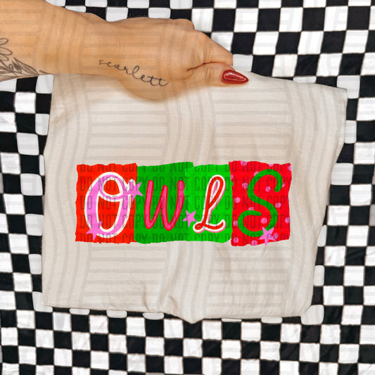 OWLS RED & GREEN CHECKERS