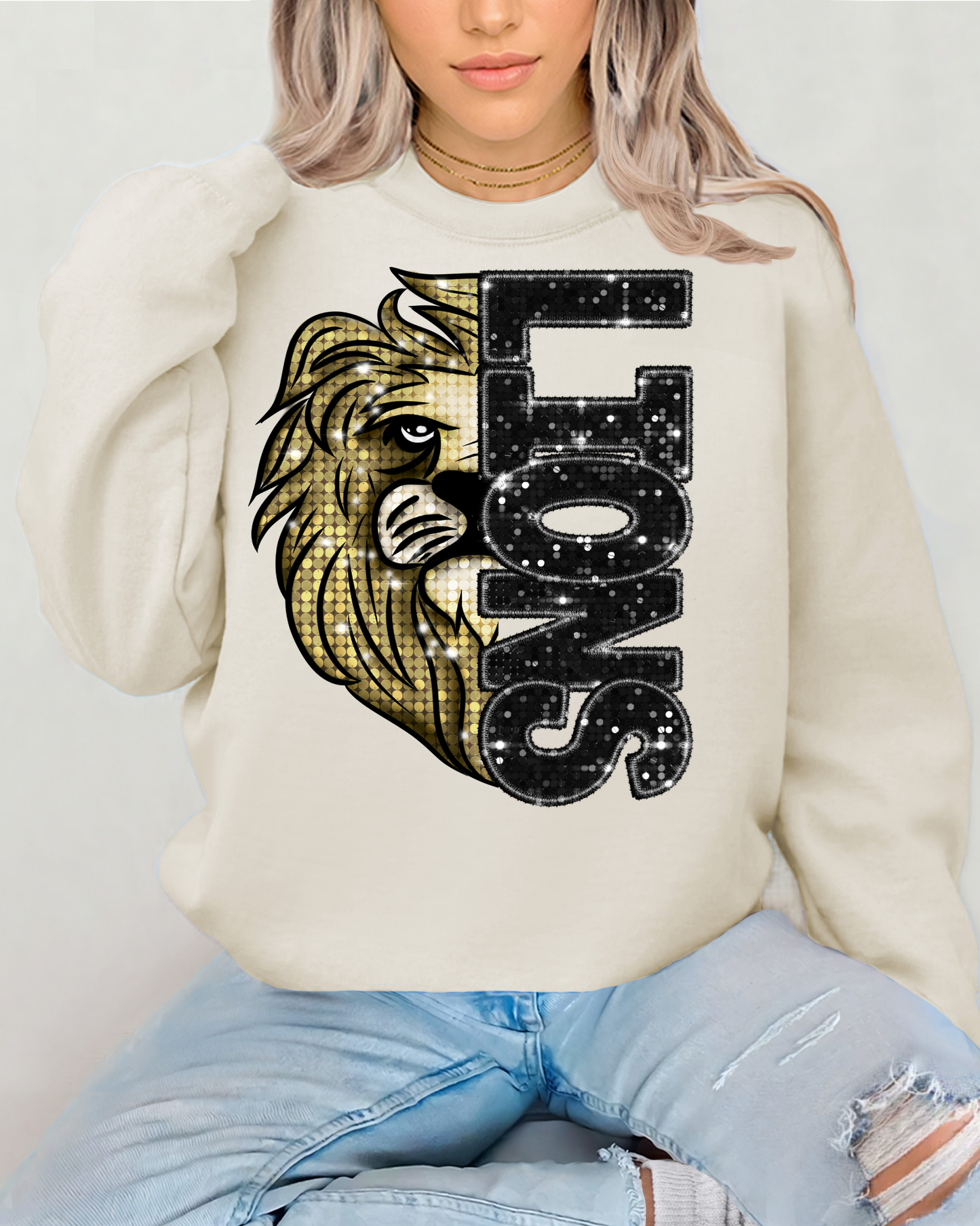 Lions (Faux Embroidery Glitter)