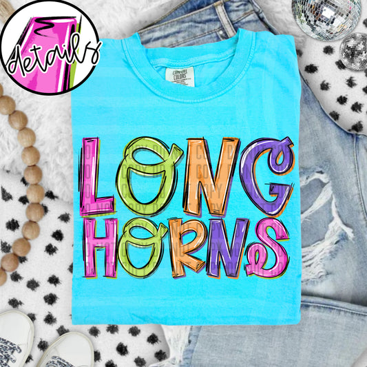 DOODLE COLORFUL LONGHORNS