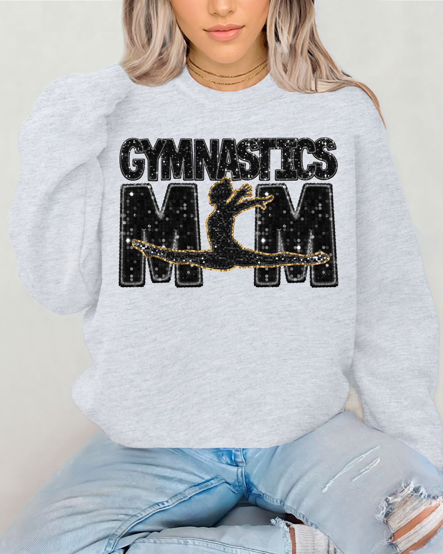 Gymnastics Mom Black Glitter