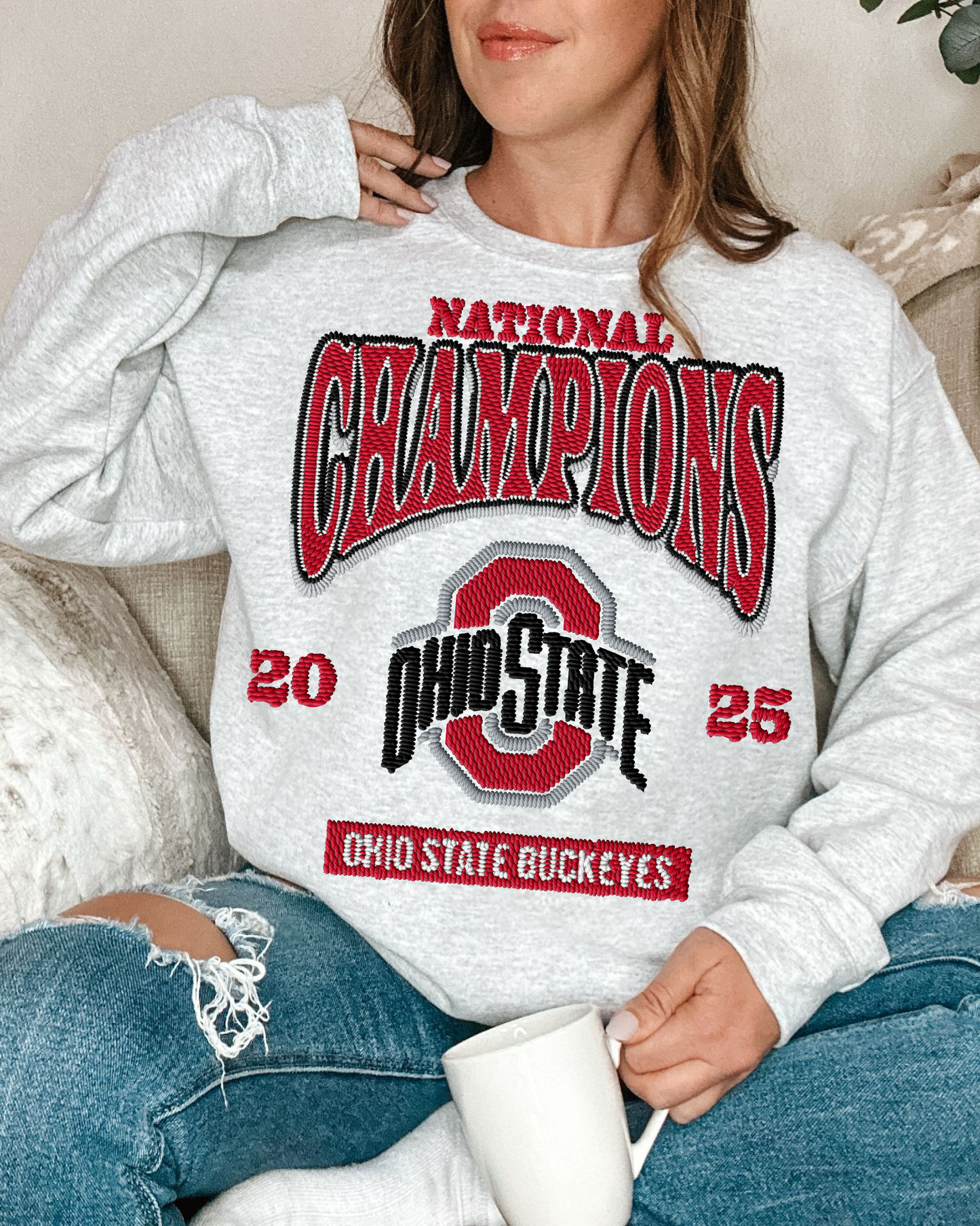 Ohio State National Champions 2025 Red Embroidered