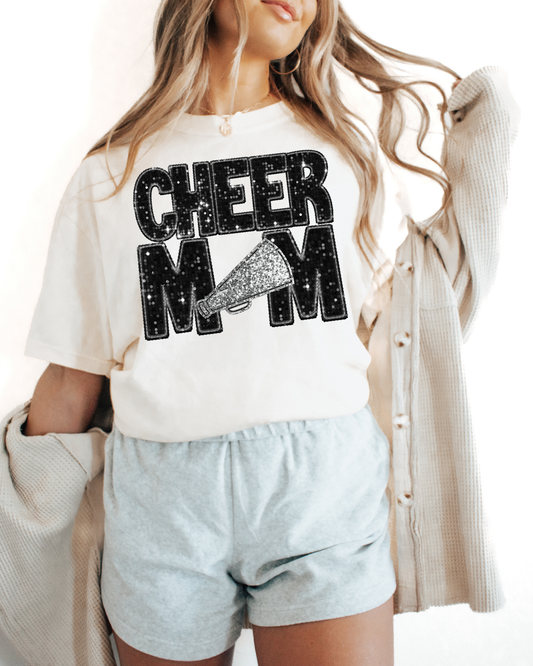 Cheer Mom Black Glitter