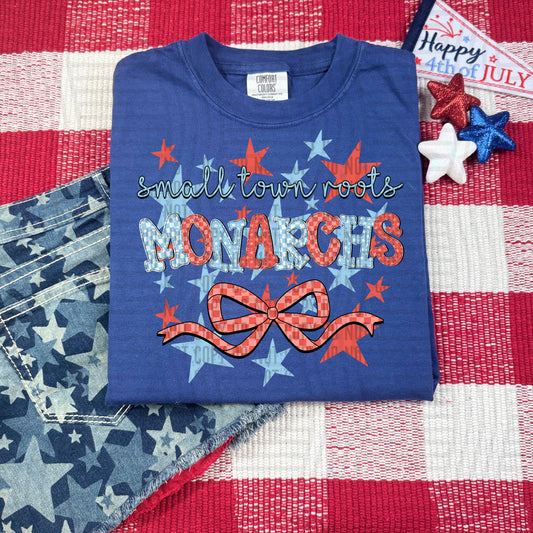 SMALL TOWN ROOTS MONARCHS RED WHITE & BLUE