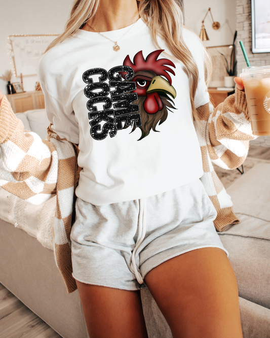 Game Cocks (Faux Embroidery Glitter)