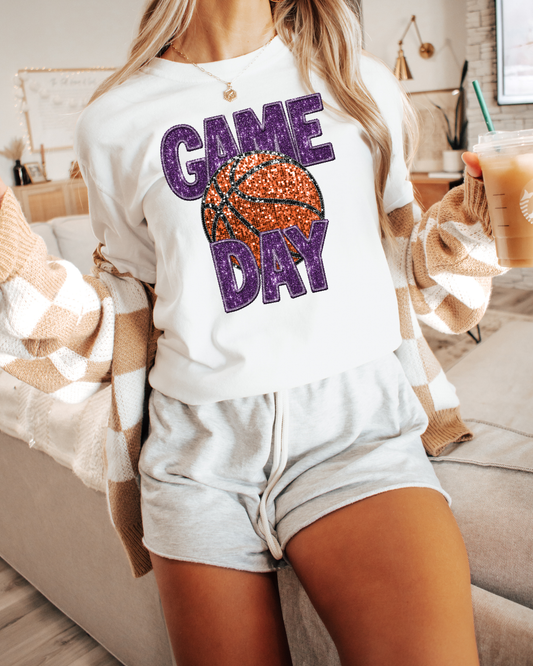 Game Day Basketball Purple Glitter