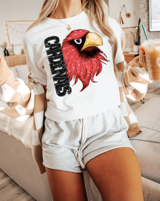 Cardinals (Faux Embroidery Glitter)
