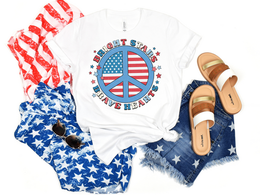 Bright Stars Brave Hearts Flag Peace Sign