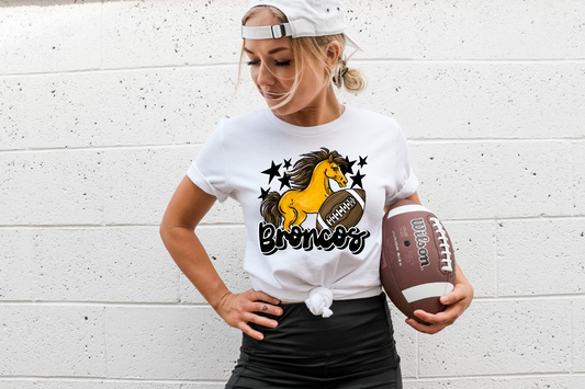 Broncos with mascot- black letters
