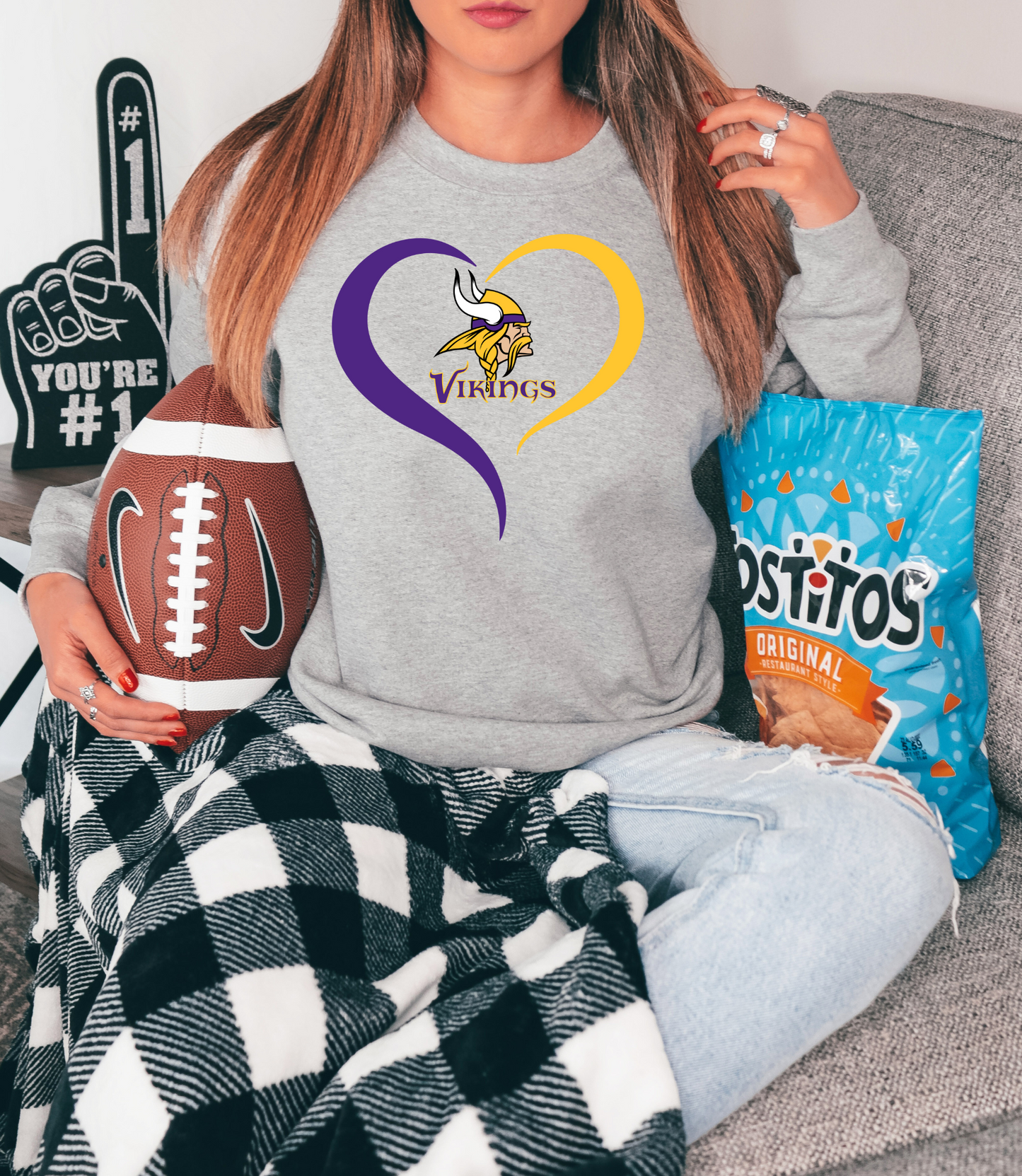 Vikings inside purple/yellow heart