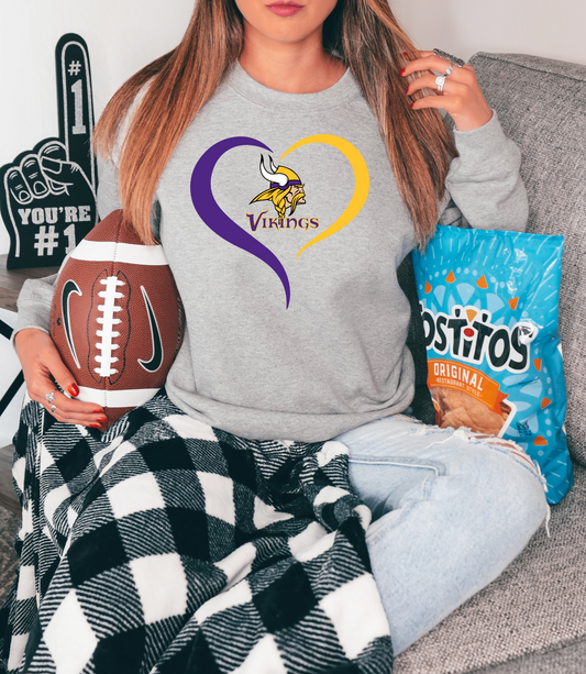 Vikings inside purple/yellow heart