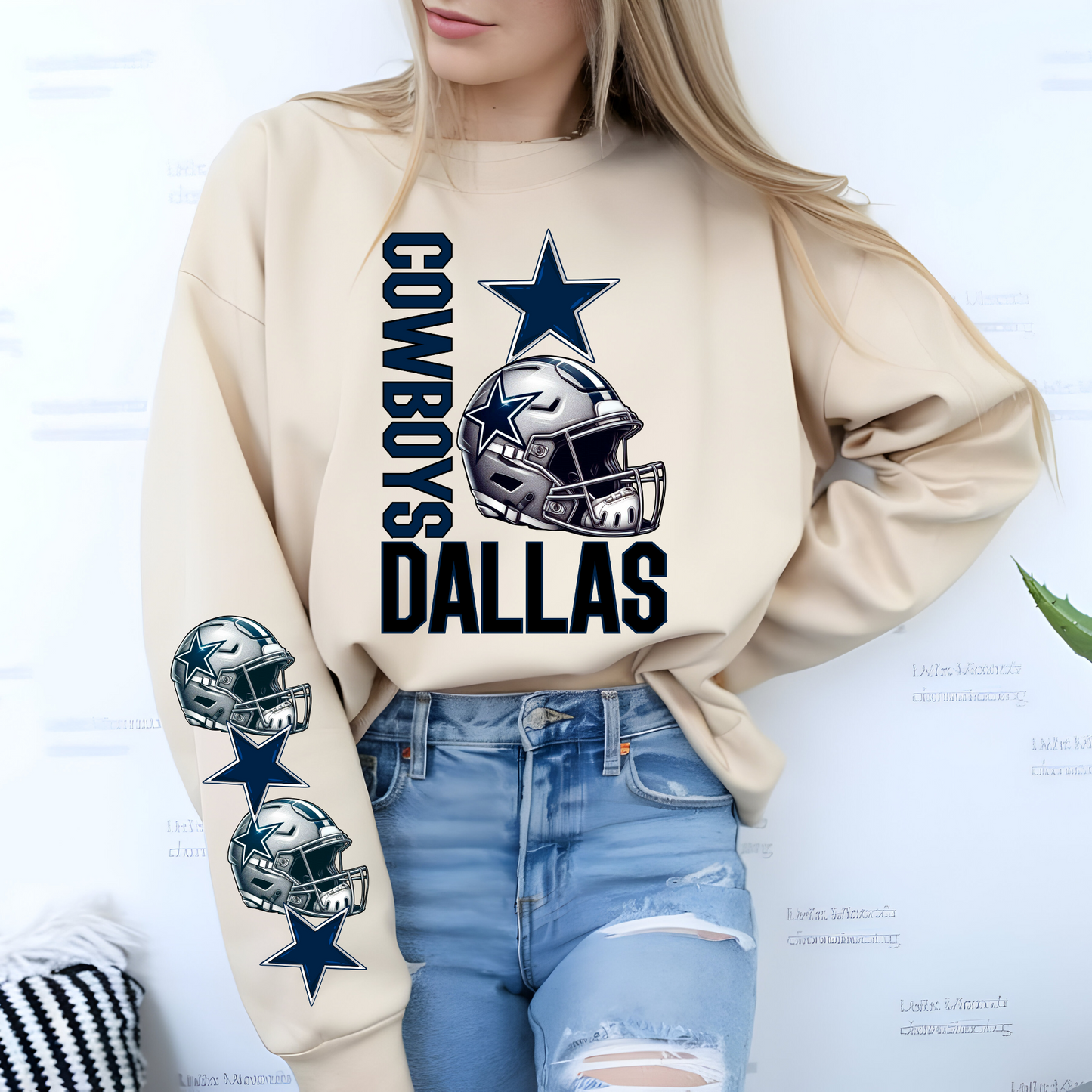 Dallas Cowboys Helmet And Logo-Sleeve