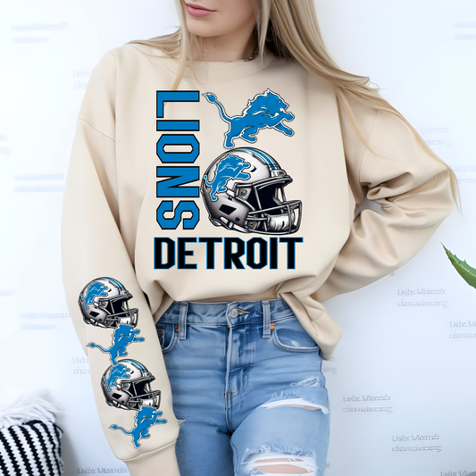 Detroit Lions Helmet And Logo-Sleeve