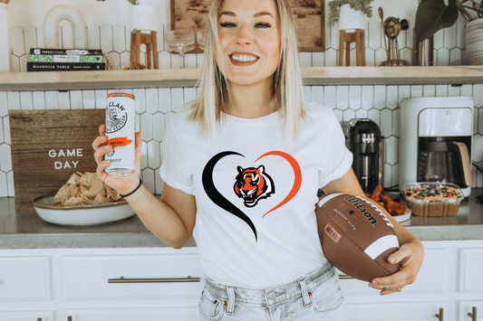 Bengals mascot head in heart