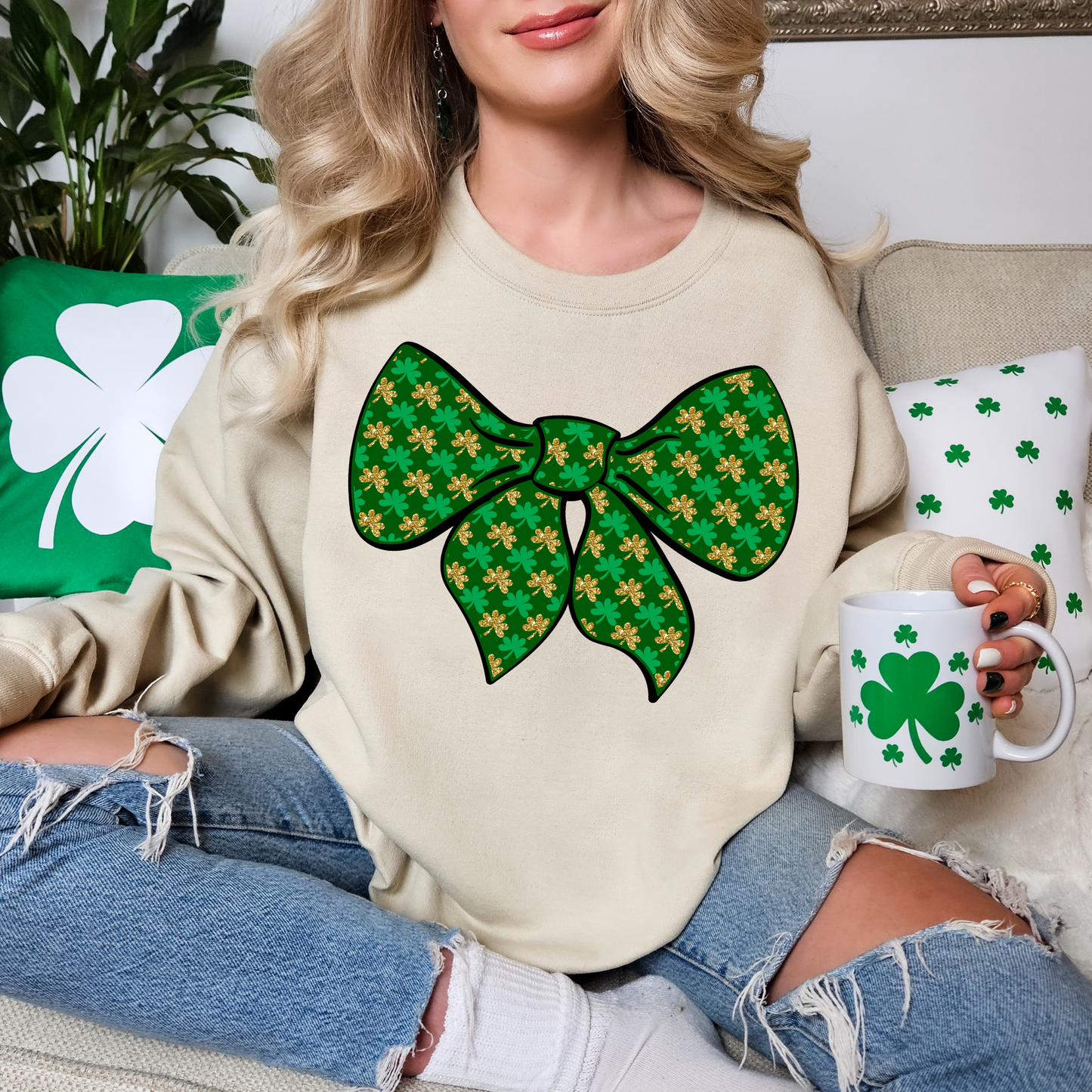 Bow With Green & Yellow Clovers