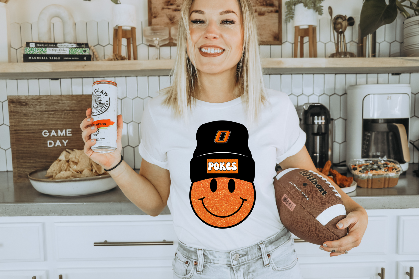 Pokes beanie smiley- orange sparkle