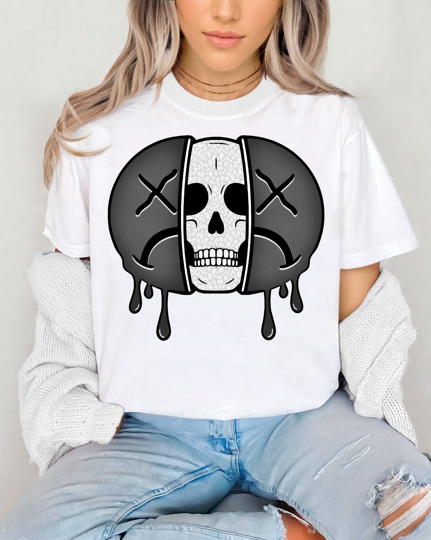 Grey Sad Face With Skull