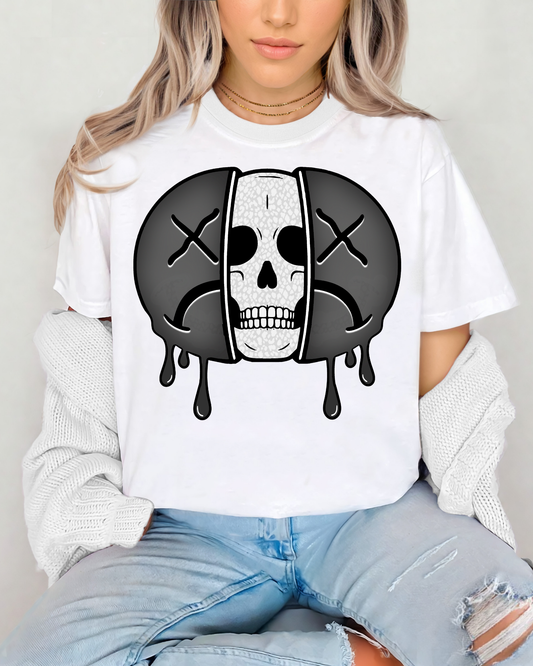 Grey Sad Face With Skull
