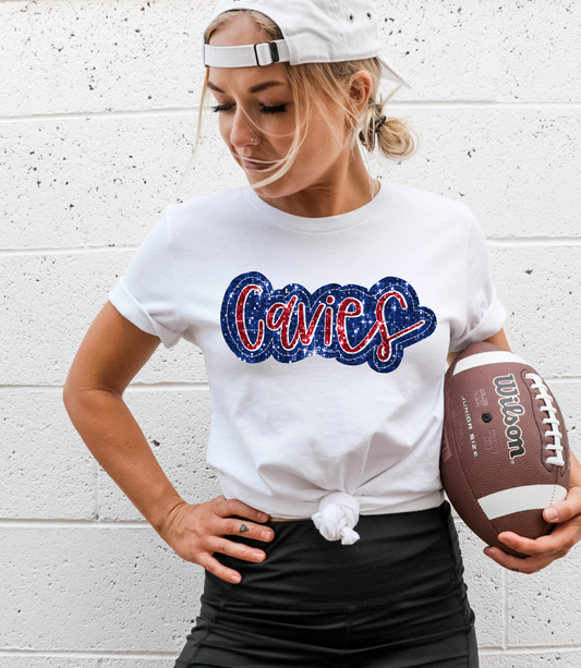 Cavies, red/blue- faux sequin