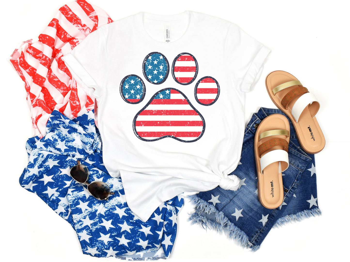 Distressed Flag Paw Print