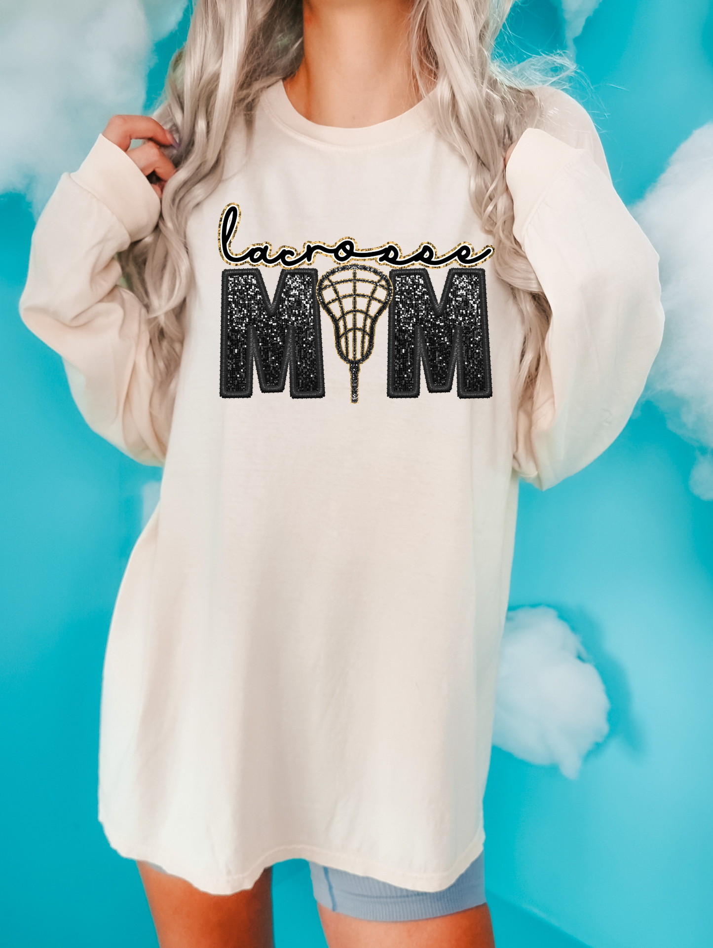 Lacrosse mom - faux sequin
