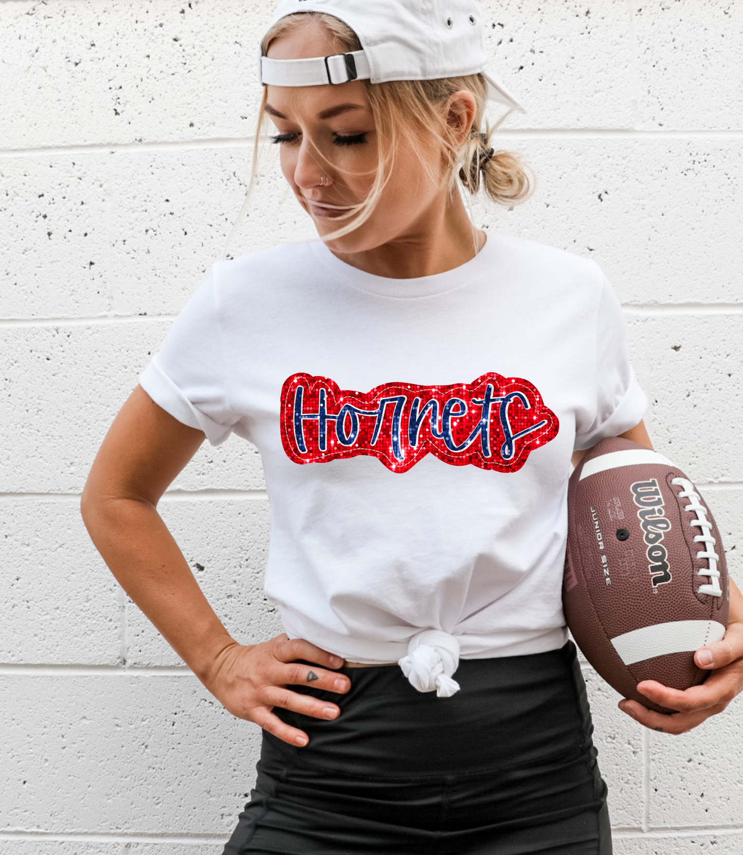 Hornets, red/blue - faux sequin