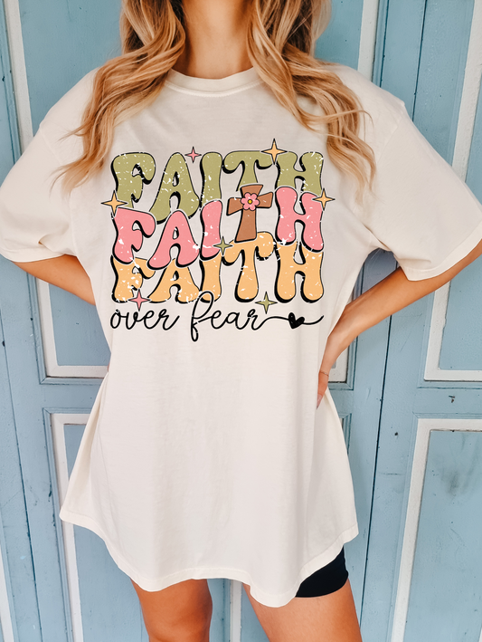 Faith over fear- yellow, green and pink