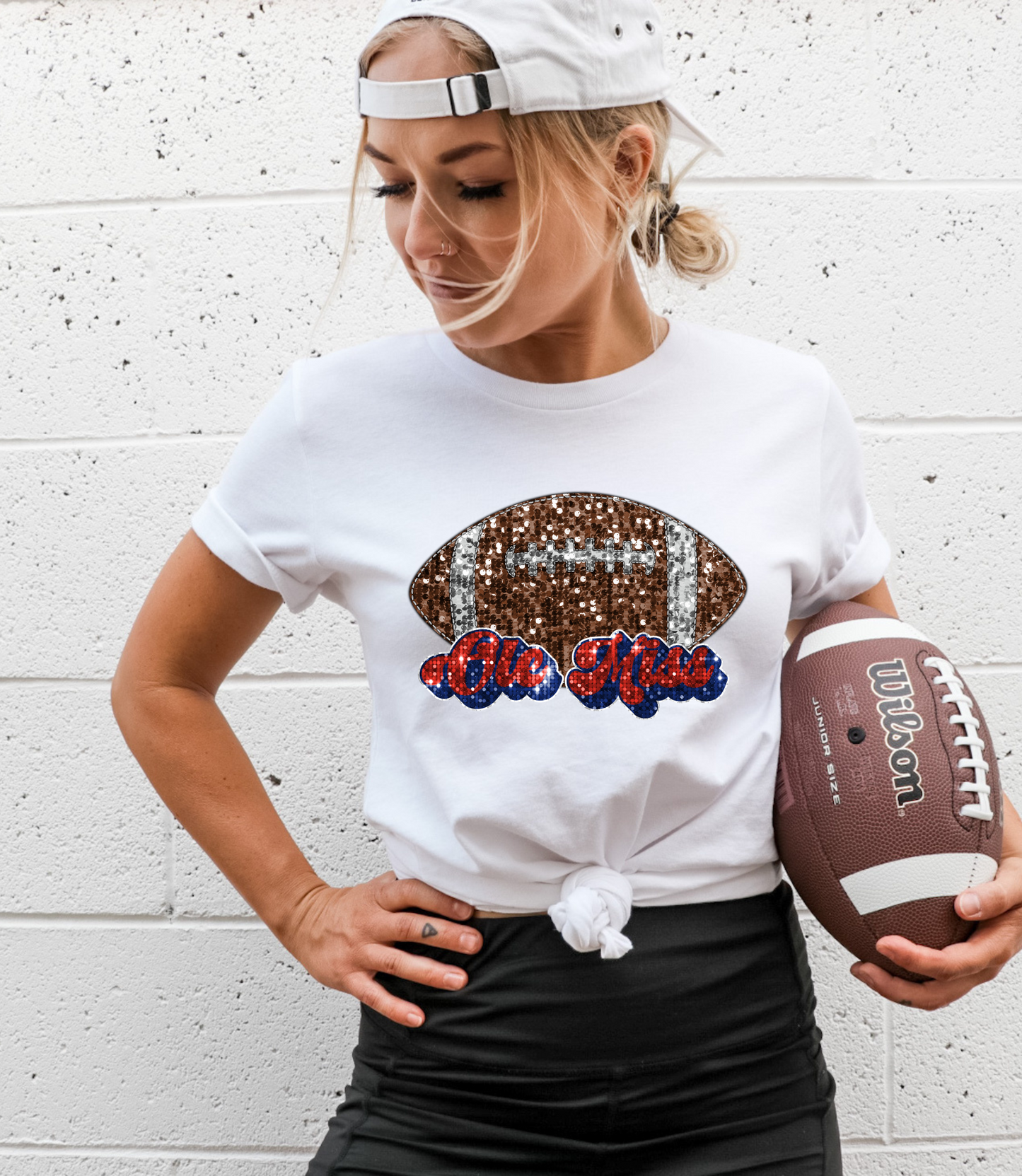 Ole Miss, sequin - football red & blue