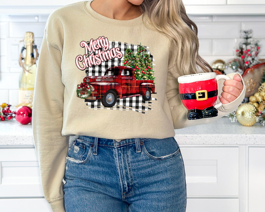 Merry Christmas Red Plaid Truck