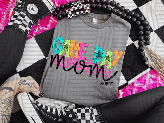 GAME DAY MOM COLORFUL STARS CHECKERS