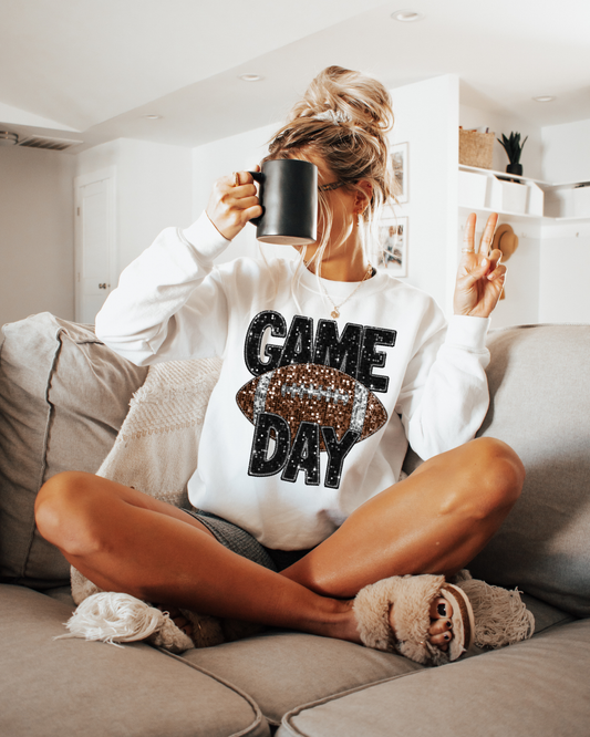 Game Day Football Black Glitter