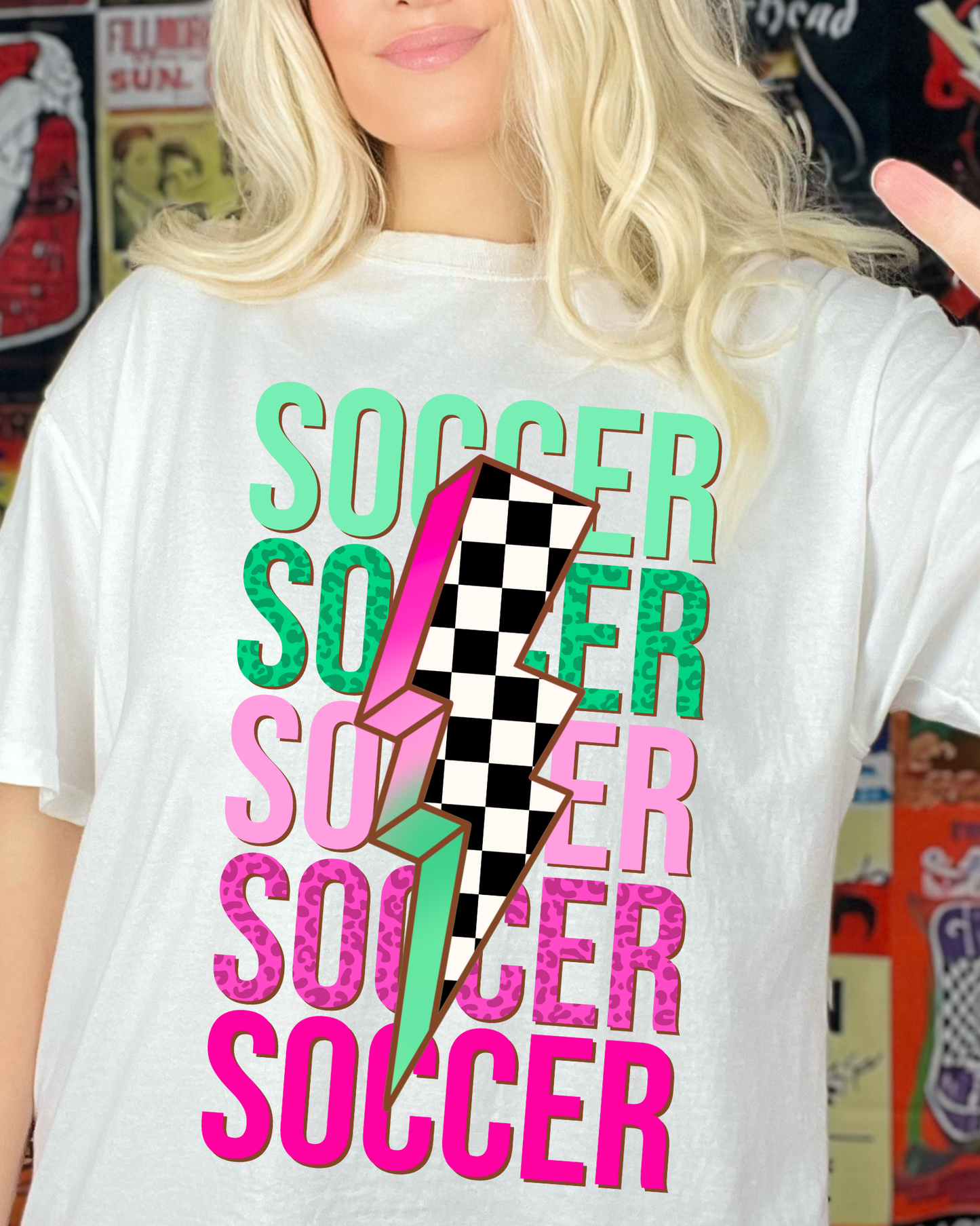 Soccer Stack Green And Pink