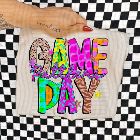 GAME DAY RATTLERS COLORFUL CHEETAH ZEBRA STARS